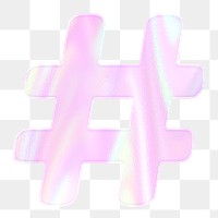 Holographic pastel hash sign png sticker pink symbol