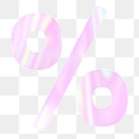 Shiny percent symbol sticker png holographic pink pastel