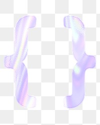 Shiny curly brackets png holographic pastel purple