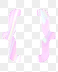Holographic pastel curly brackets png sticker pink symbol