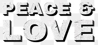 Peace &amp; Love png gray 3D quote paper texture font typography