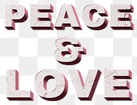 Peace &amp; Love pink quote 3D typography textured font