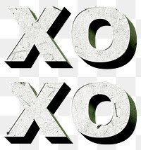 Xoxo green png word paper texture typography