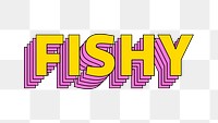 Retro layered fishy png word art