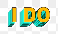 I do png sticker layered typography retro style
