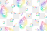 Neon star rocket doodle pattern background png