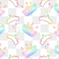 Neon crown star doodle pattern background png