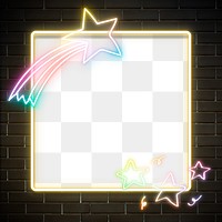 Neon png frame rainbow comet star doodle