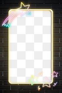 Png neon frame rainbow star doodle