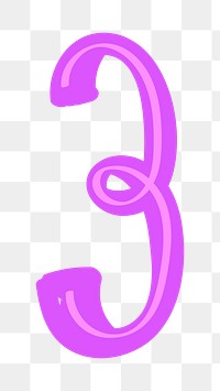 Png number 3 doodle typography