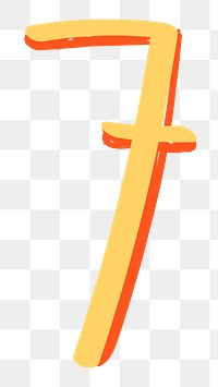 Number 7 doodle png typography