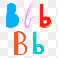 Letter B hand drawn typography png set