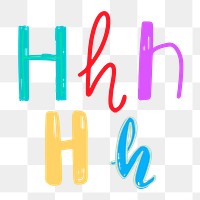 Letter H png doodle typography set