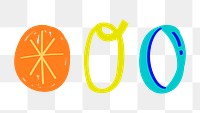 Letter O png doodle typography set