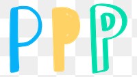 Png letter P hand drawn typography set