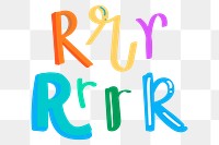 Png letter R typography doodle set