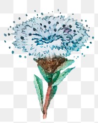Vintage png globe daisy blue flower sticker hand drawn illustration