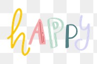 Happy typeface png doodle font hand drawn