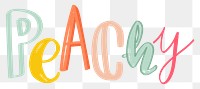 Word art png peachy doodle lettering colorful