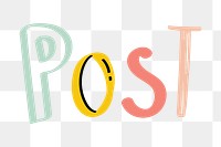 Png post word doodle typography for kids