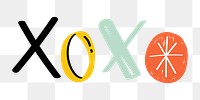 Png xoxo word doodle typography for kids