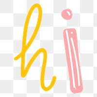 Hi text doodle hand drawn png typography