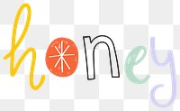 Word art png honey doodle lettering colorful