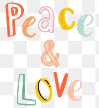 Peace & love text png doodle font