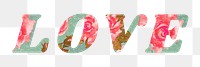 Love png text bold floral font