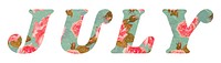 July text png retro floral typography