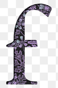 Vintage floral purple letter F png typography