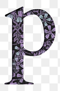 Vintage purple lowercase letter P png typography