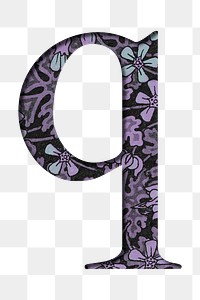 Vintage purple letter Q png typography