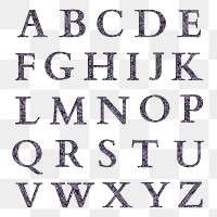 Floral font alphabet png set purple flower pattern upper case letter