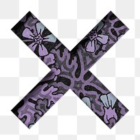 Vintage purple letter X png typography