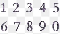 Png numbers floral typography font set