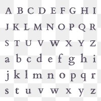 A-Z png floral alphabet letters set in purple