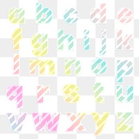 Gradient rainbo alphabet png set candy cane striped font