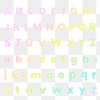 Gradient rainbo alphabet png set candy cane striped font