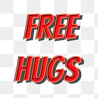 Free hugs retro png typography 