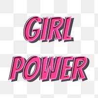 Girl power retro style png typography illustration