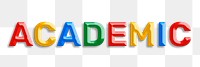 Academic word png 3d effect colorful typography
