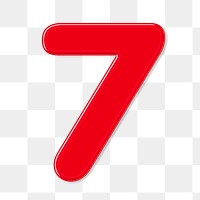 Bold jelly embossed number 7 png typography