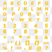 Png jelly embossed letter number sign set