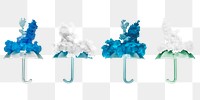 Blue  smoke bomb umbrella png illustration set