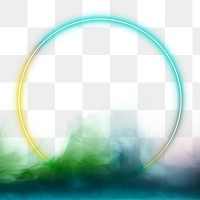 Round neon frame png gradient color smoke misty