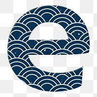 Seigaiha lowercase e Japanese png blue pattern typography