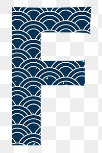 Seigaiha uppercase f Japanese png blue pattern typography