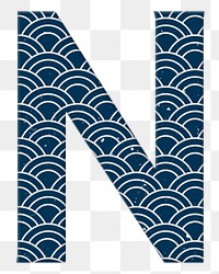 Seigaiha letter n Japanese png blue pattern typography