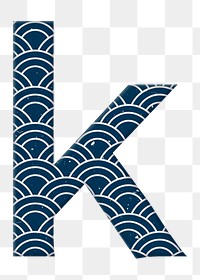 Seigaiha lowercase k Japanese png blue pattern typography